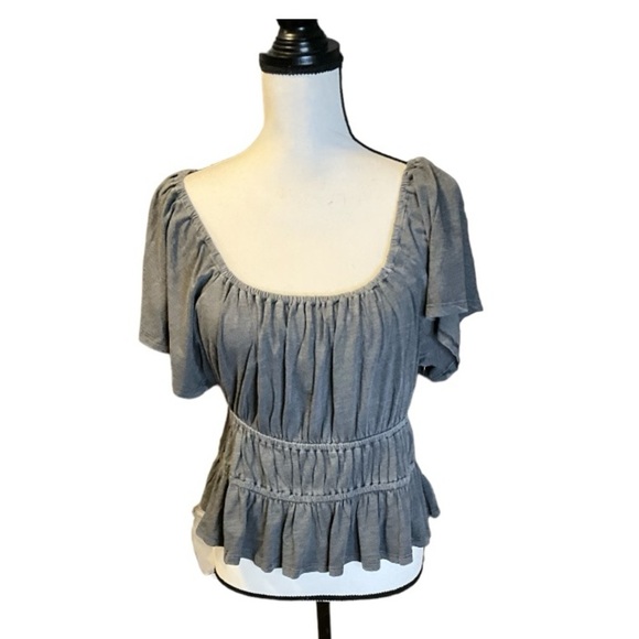 LUCKY BRAND Lace-Up Back Knit Peplum Top Sz XL - Picture 6 of 9